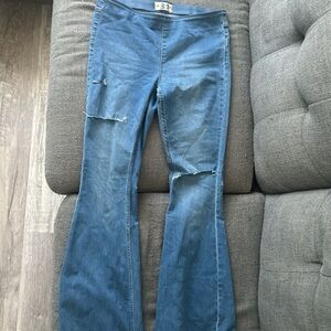 We The Free Distressed Blue Flare Jeans